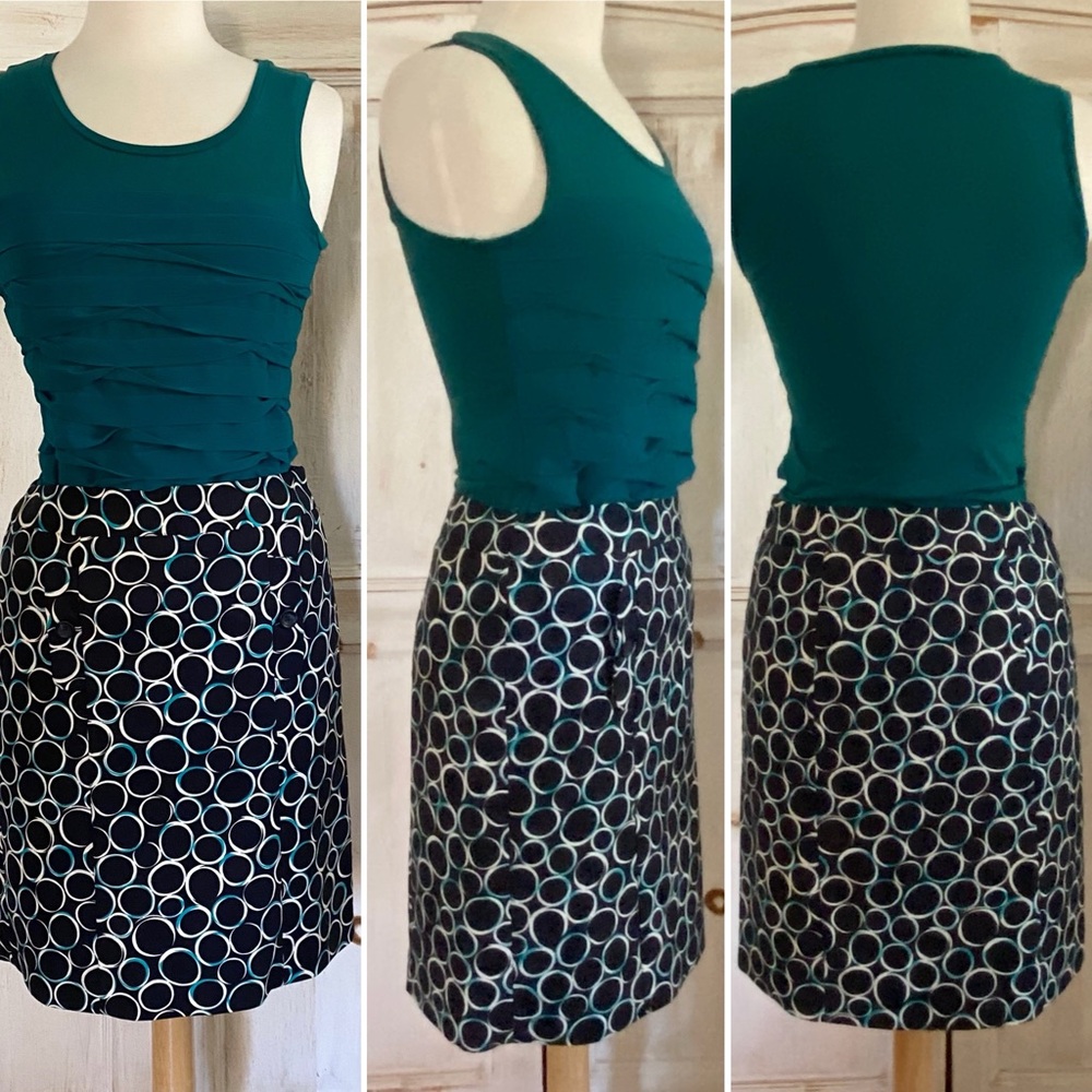 Ann Taylor Petites Skirt & Top Black Teal 2P XS